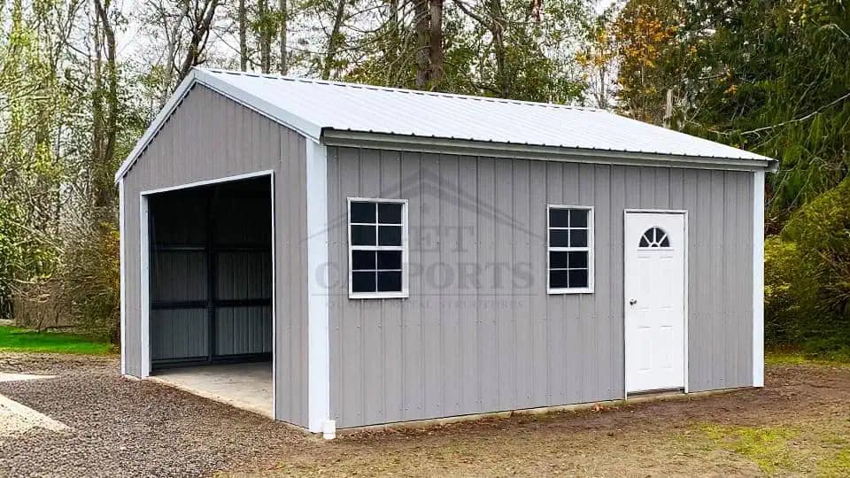 12x20x7 Single Car Garage — 12'W x 20'L metal building from Get Carports
