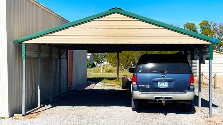 18x20x7 Vertical Roof Carport — 18'W x 20'L metal building from Get Carports