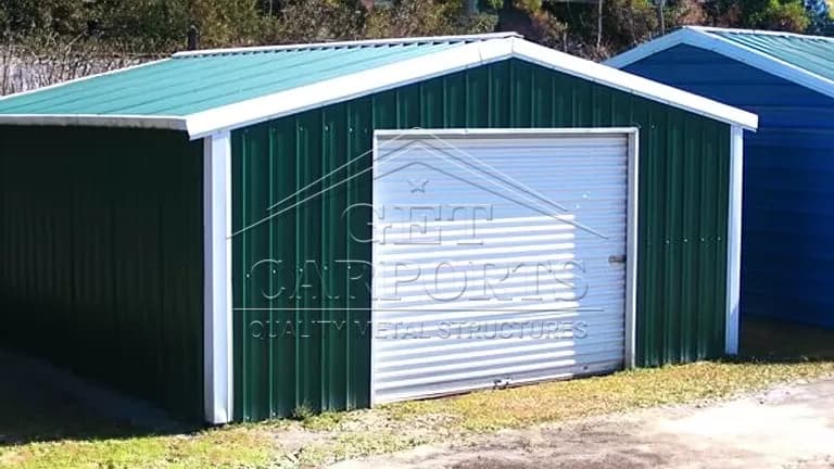 18x20x9 Single Car Garage Workshop — 18'W x 20'L metal building from Get Carports