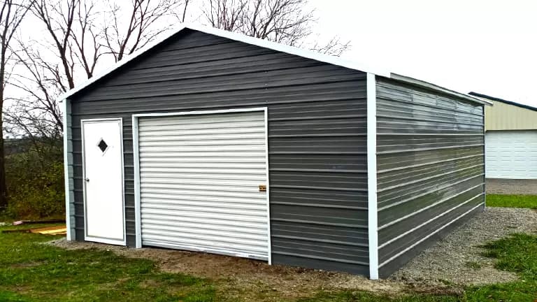 18x20x8 Single Car Garage — 18'W x 20'L metal building from Get Carports