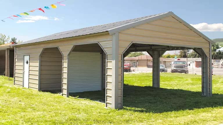 18x30x7 A-Frame Two Car Carport — 18'W x 30'L metal building from Get Carports