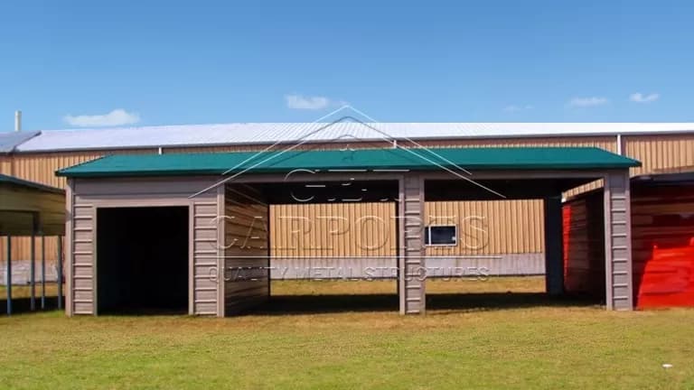 18x36x8 A-Frame Horizontal Combo Carport — 18'W x 36'L metal building from Get Carports