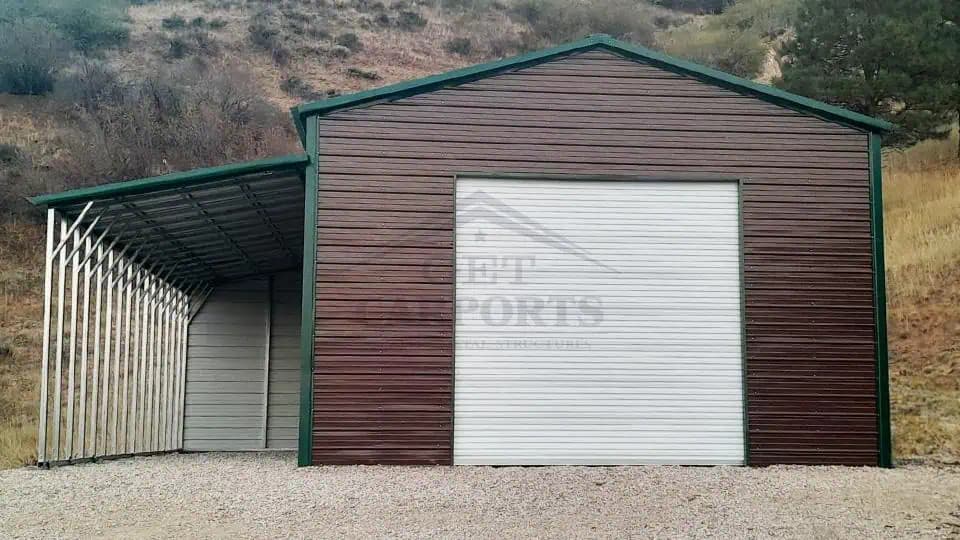 18x40x12 Garage with 12x40x11-9 Lean-To — 18'W x 40'L metal building from Get Carports