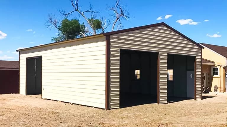 22x25x9 Two Car Garage — 22'W x 25'L metal building from Get Carports