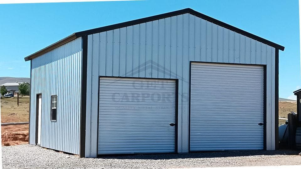 24x20x12 Two Car Garage — 24'W x 20'L metal building from Get Carports