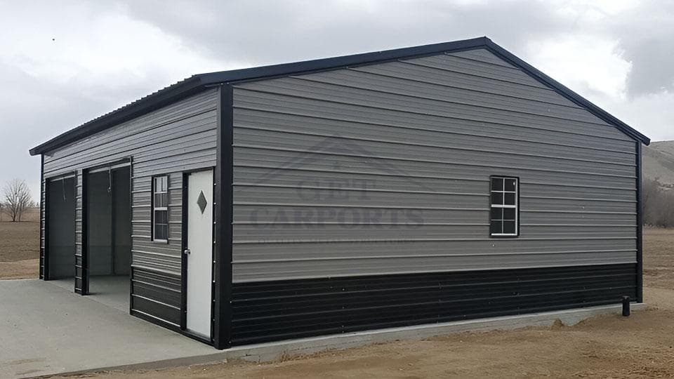 26x30x10 Side Entry Two Car Garage — 26'W x 30'L metal building from Get Carports
