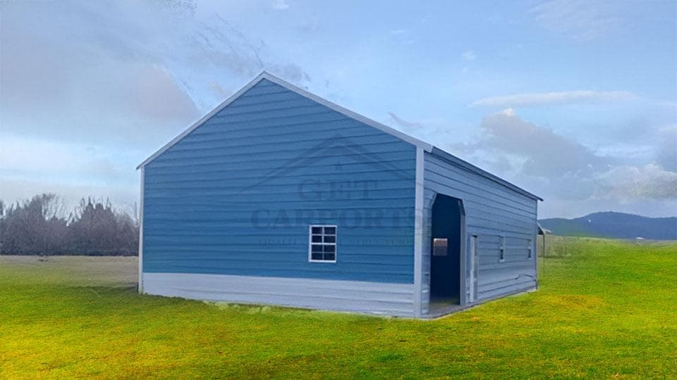 28x40x12 Vertical Roof Garage — 28'W x 40'L metal building from Get Carports