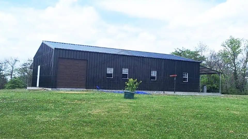 30x60x15 Garage with Lean-to — 30'W x 60'L metal building from Get Carports