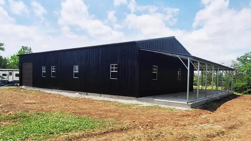 30x80x16 Garage with 12x30x12 Lean-to — 30'W x 80'L metal building from Get Carports