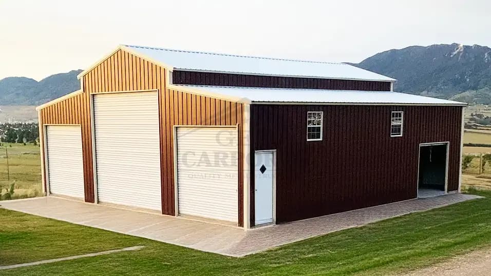 40x40x14 Vertical Raised Center Barn — 40'W x 40'L metal building from Get Carports