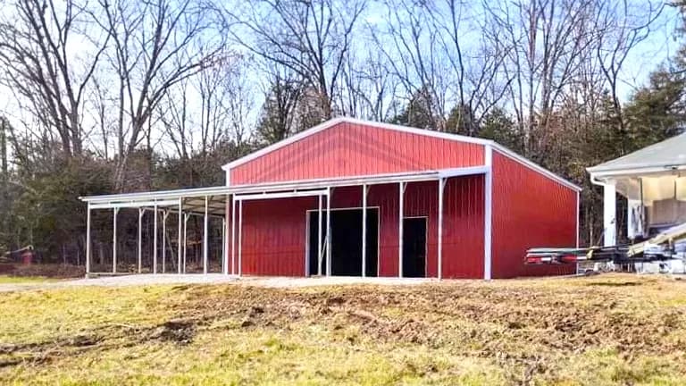40x50x16 Metal Garage w/ Wrap Around Porch — 40'W x 50'L metal building from Get Carports
