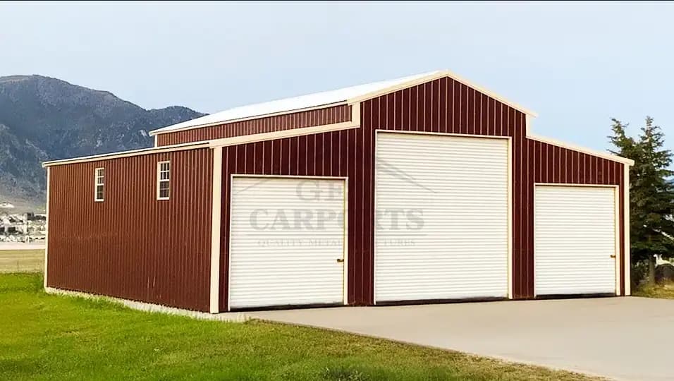 42x30x16 Vertical Raised Center Barn — 42'W x 30'L metal building from Get Carports