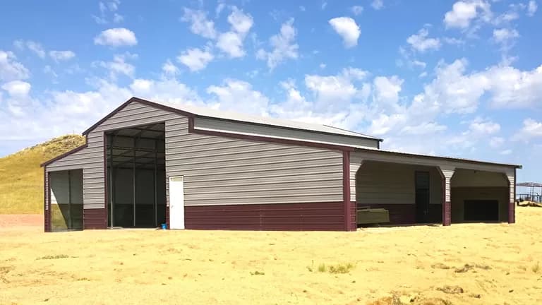 44x30x12 A-Frame Barn with Lean-To — 56'W x 30'L metal building from Get Carports