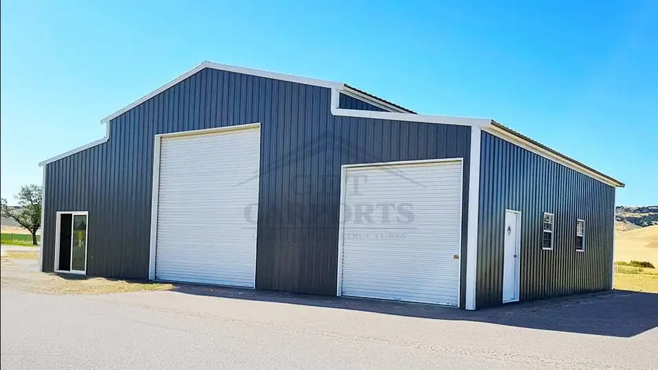 54x25x14 Vertical Raised Center Barn — 54'W x 25'L metal building from Get Carports