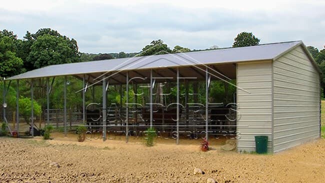 24x60x10 A-Frame Vertical Roof Horse Stall — 24'W x 60'L metal building from Get Carports