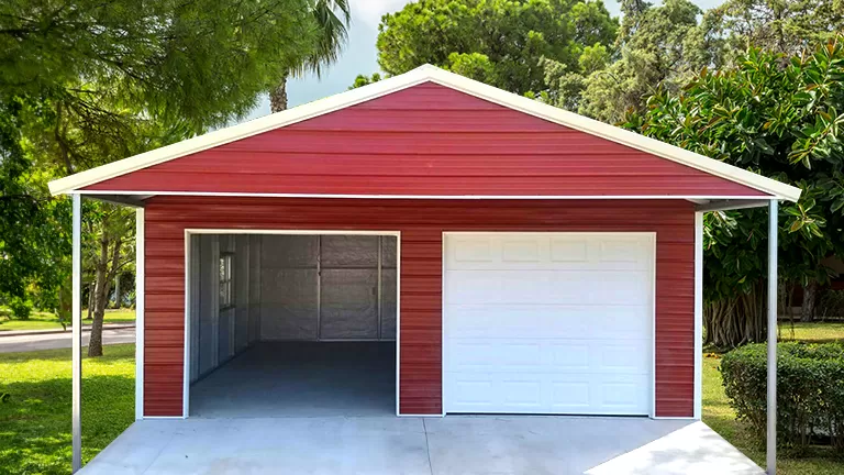 18x36x8 A-Frame Horizontal Roof Garage with porch