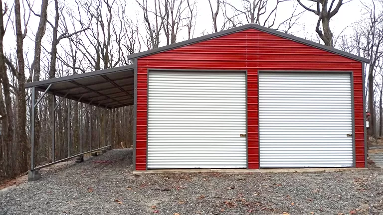22x30x9 A-Frame Vertical Roof Garage with Lean-To